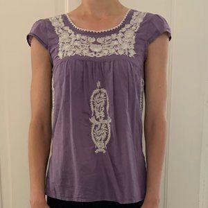 Purple embroidered top